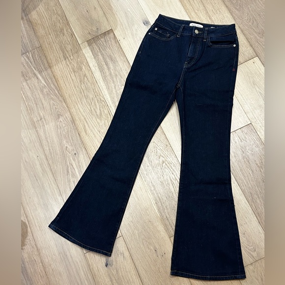 Warp + Weft jeans, style name: Miami Flare, high rise, dark wash - Picture 2 of 4